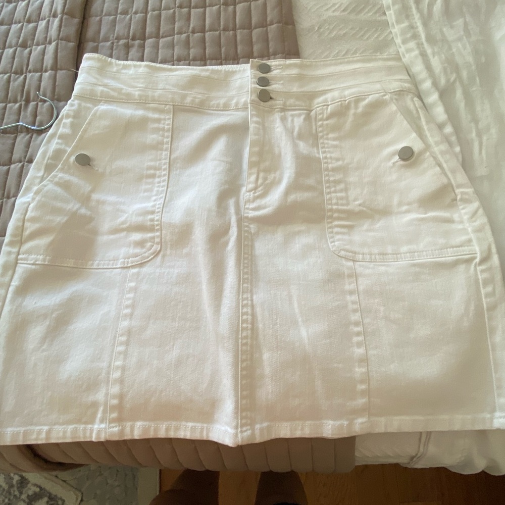 NWT Loft white denim skirt
